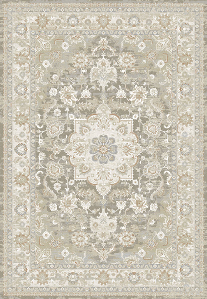 Flare Traditional Beige/Grey/Ivory Medallion Low Pile Rug