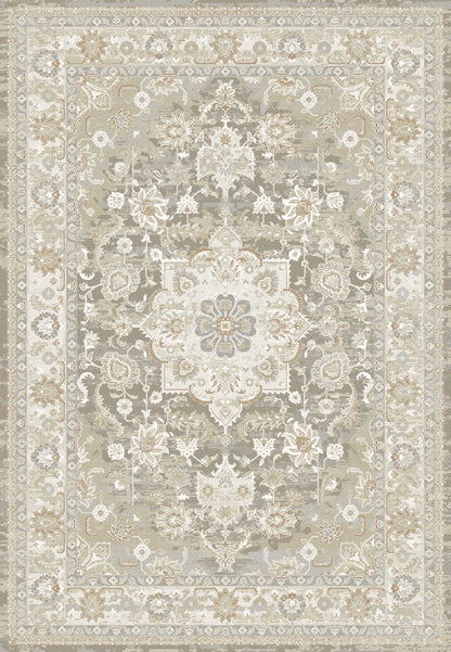 Flare Traditional Beige/Grey/Ivory Medallion Low Pile Rug