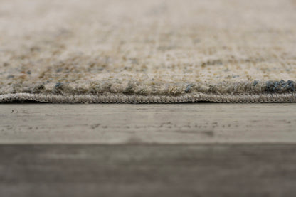 Flare Traditional Beige/Ivory/Blue Medallion Low Pile Rug