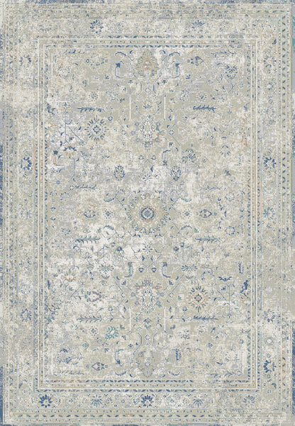 Flare Traditional Beige/Ivory/Blue Medallion Low Pile Rug
