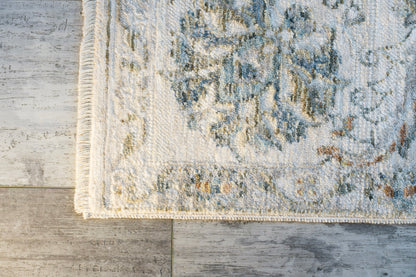 Flare Traditional Beige/Blue Floral Low Pile Rug