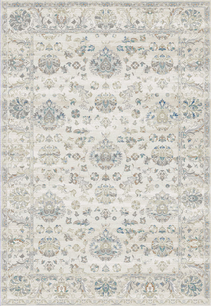 Flare Traditional Beige/Blue Floral Low Pile Rug