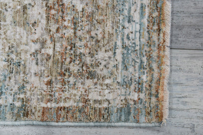 Flare Traditional Beige/Ivory/Blue Medallion Low Pile Rug