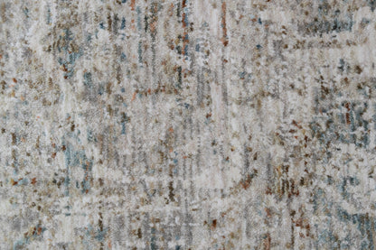 Flare Traditional Beige/Ivory/Blue Medallion Low Pile Rug