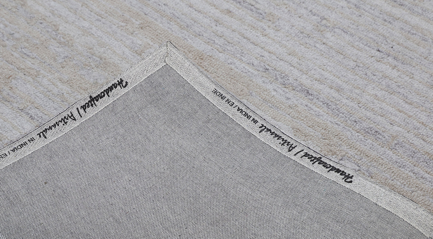 Forever Modern Light Beige Striped Low Pile Rug