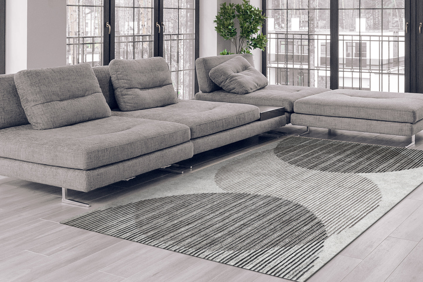 Forever Modern Silver/Grey Geometric Low Pile Rug