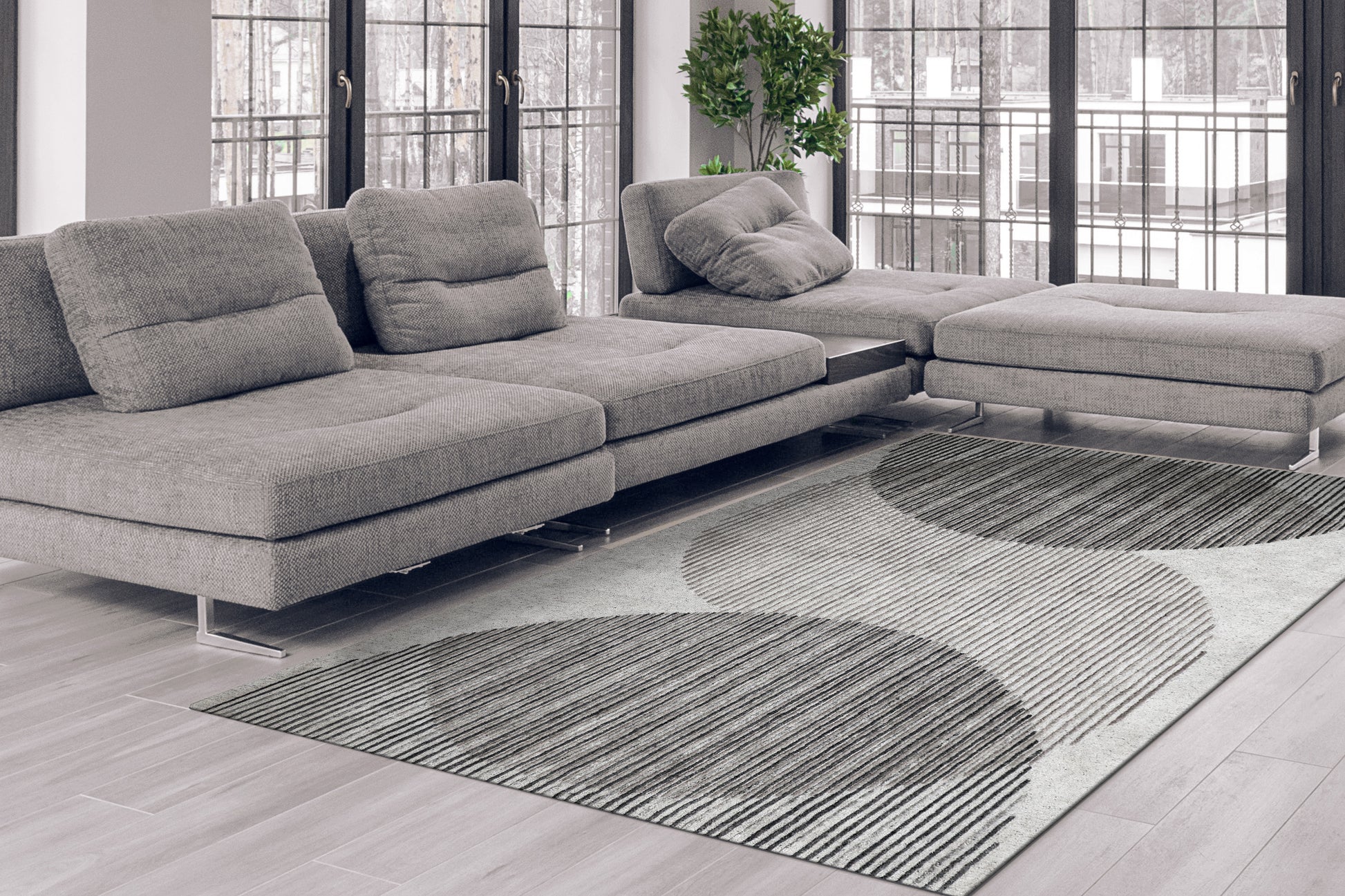 Forever Modern Silver/Grey Geometric Low Pile Rug