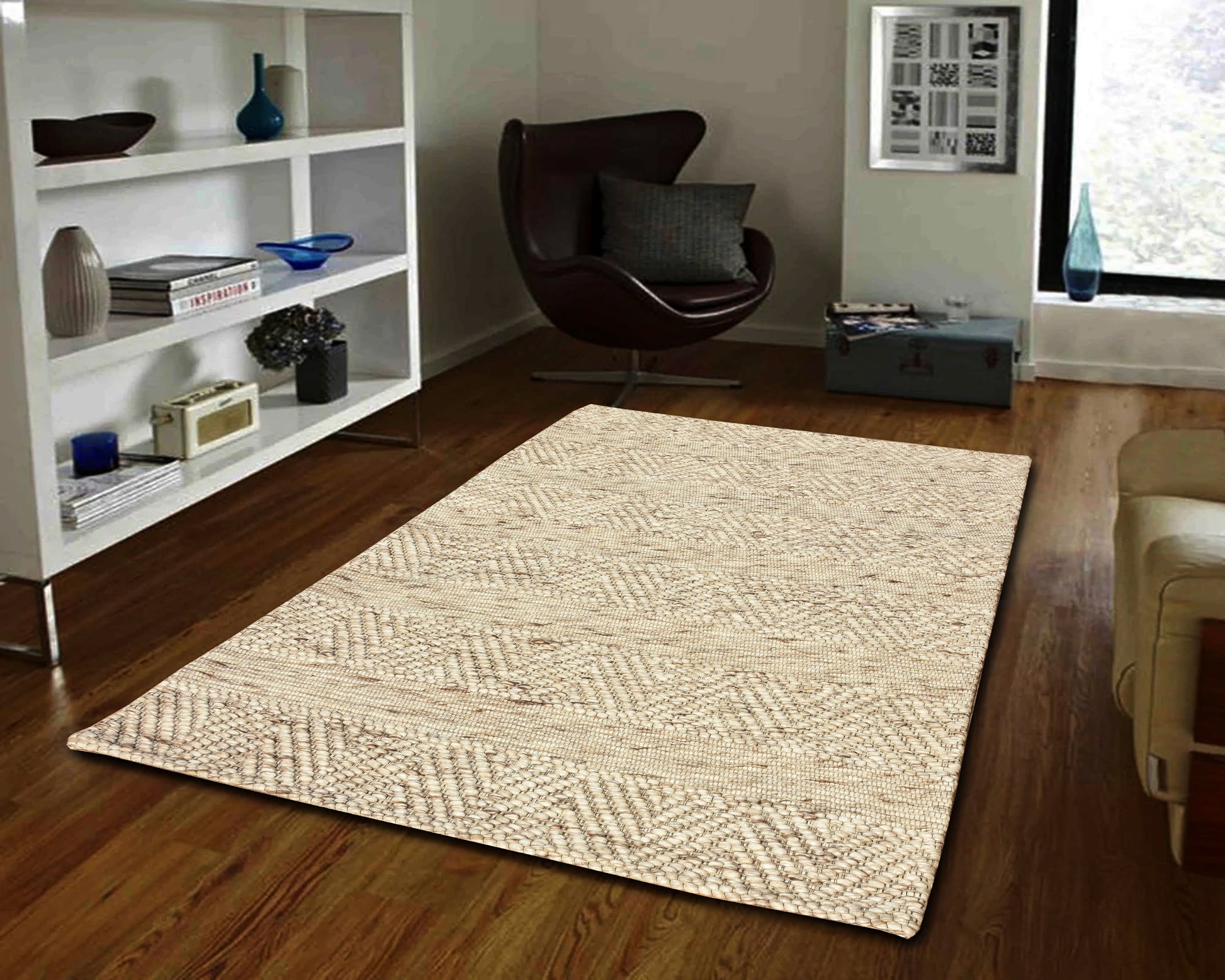 Grove Modern Beige Geometric Medium Pile Rug