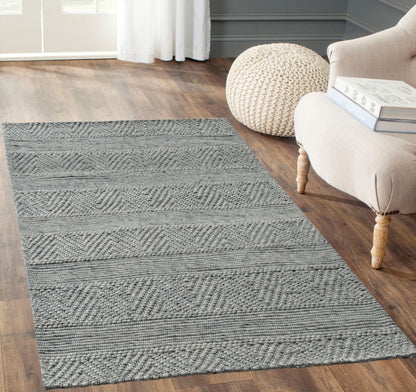 Grove Contemporary Grey Striped Medium Pile Rug