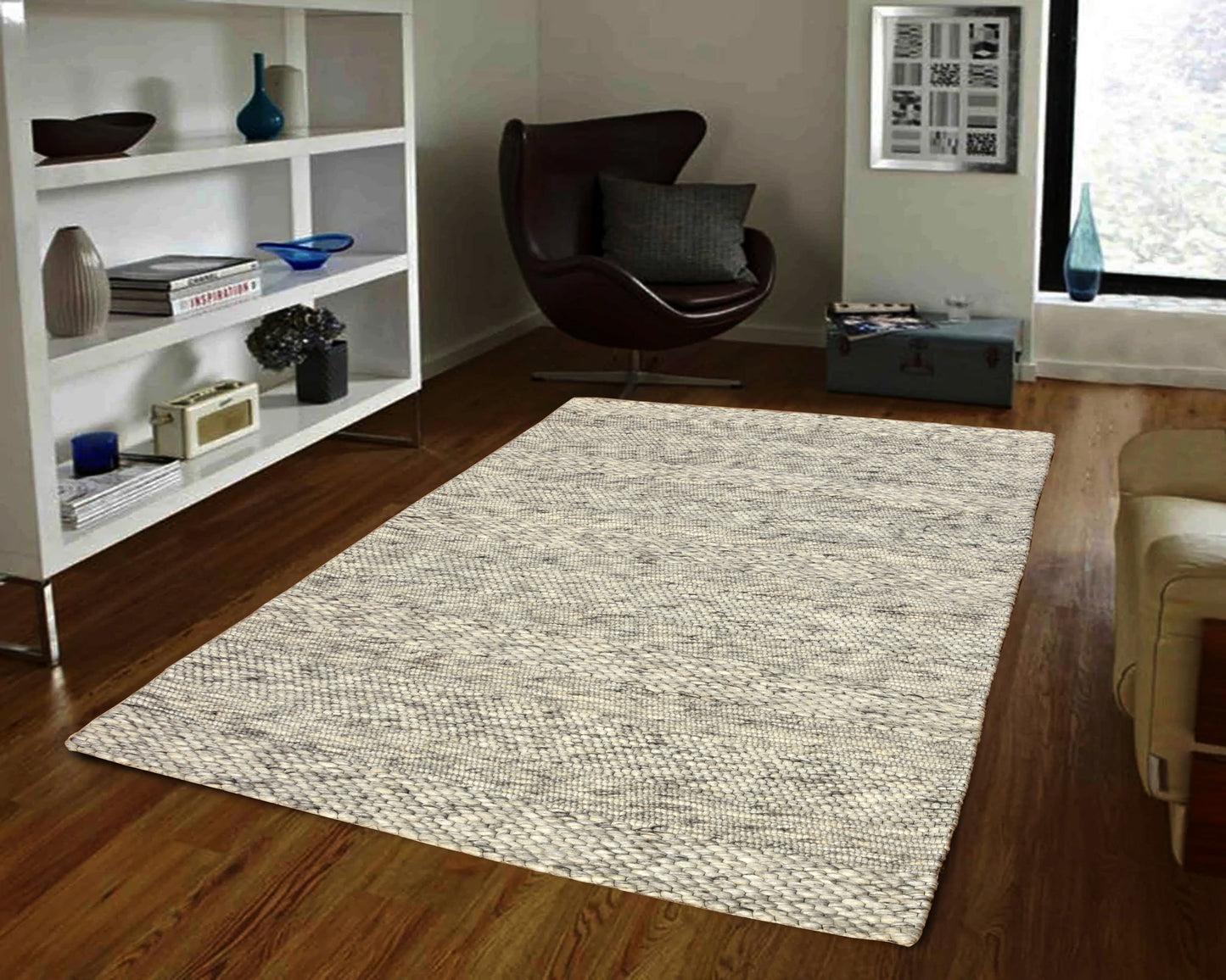Grove Modern Light Grey Striped Medium Pile Rug
