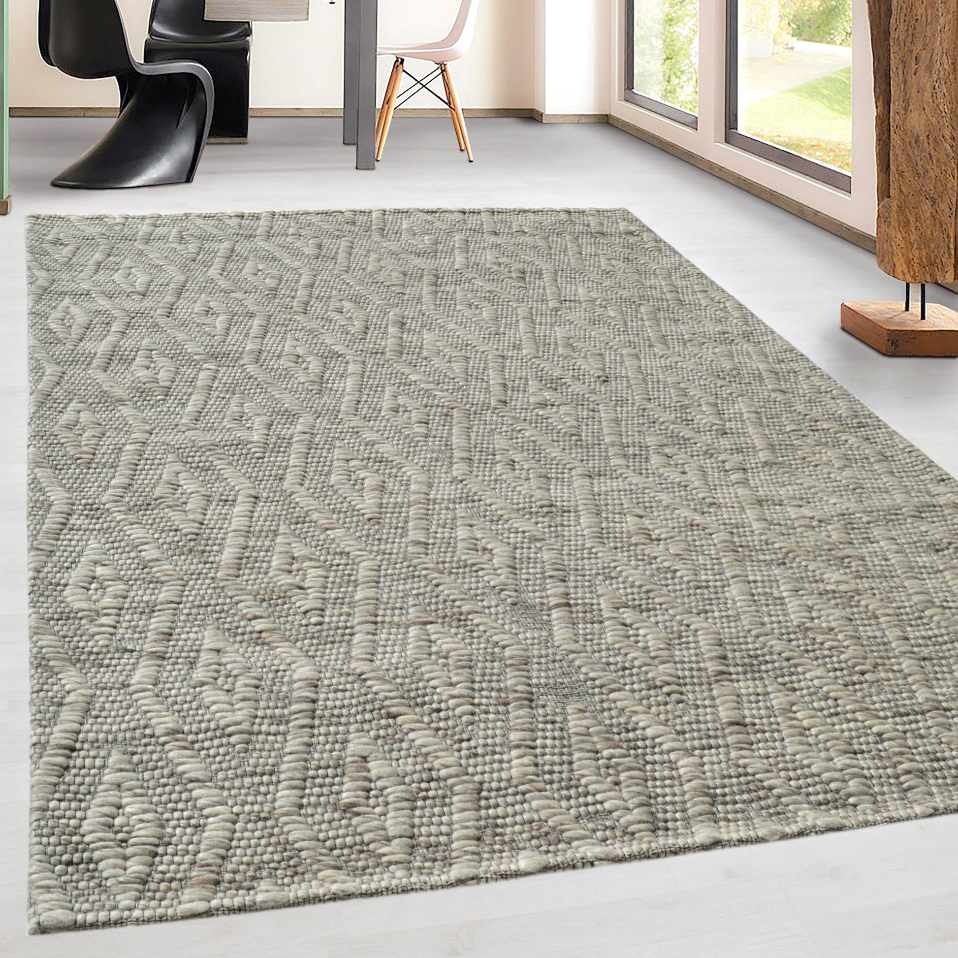 Grove Contemporary Mix Grey Geometric Medium Pile Rug