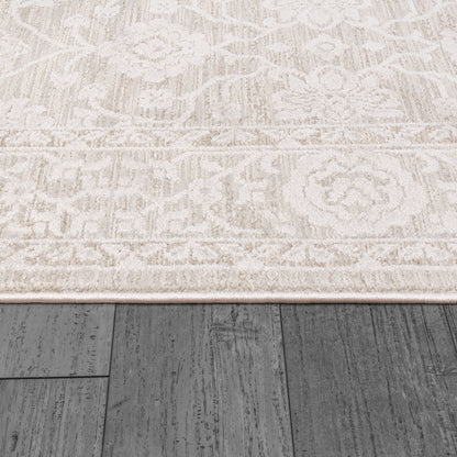 Hamilton Traditional Cream Floral Medium Pile Rug