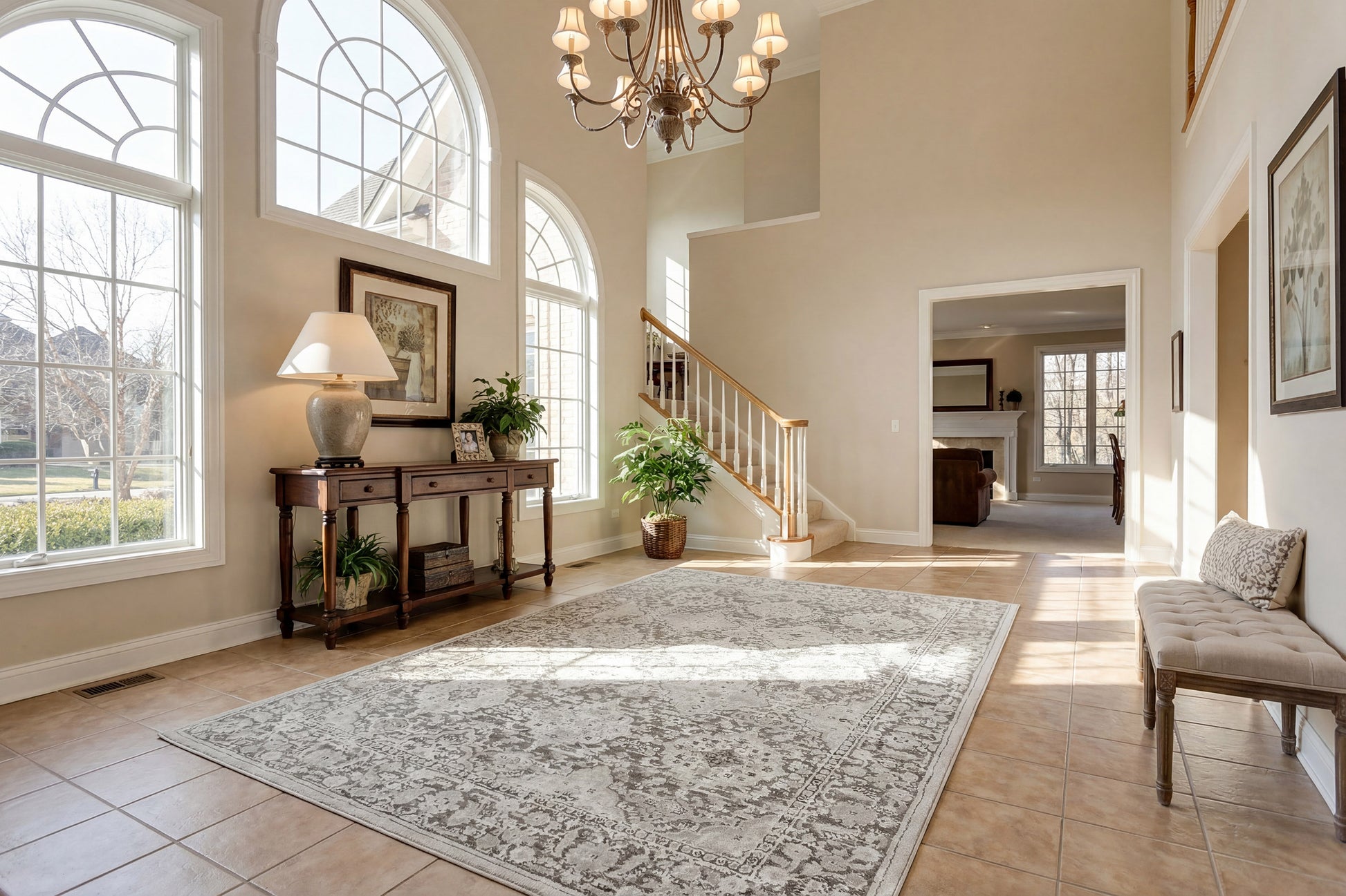 Hamilton Traditional Grey/Dark Grey Medallion Medium Pile Rug