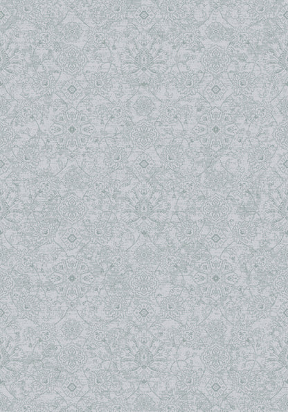 Harmony Contemporary Ivory/Blue Damask Medium Pile Rug