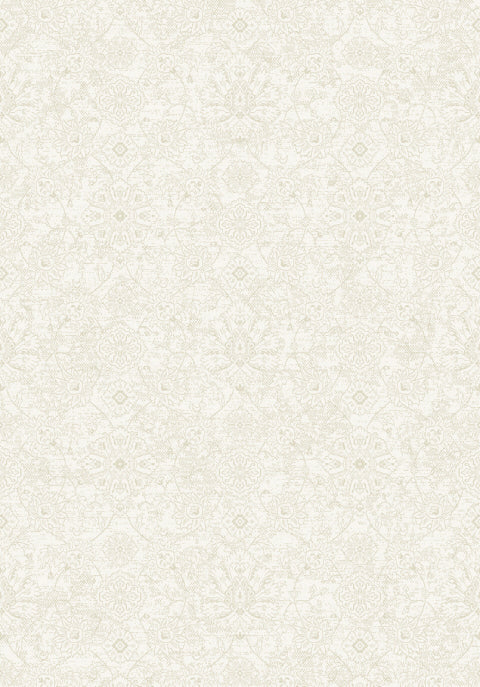 Harmony Contemporary Ivory/Beige Damask Medium Pile Rug
