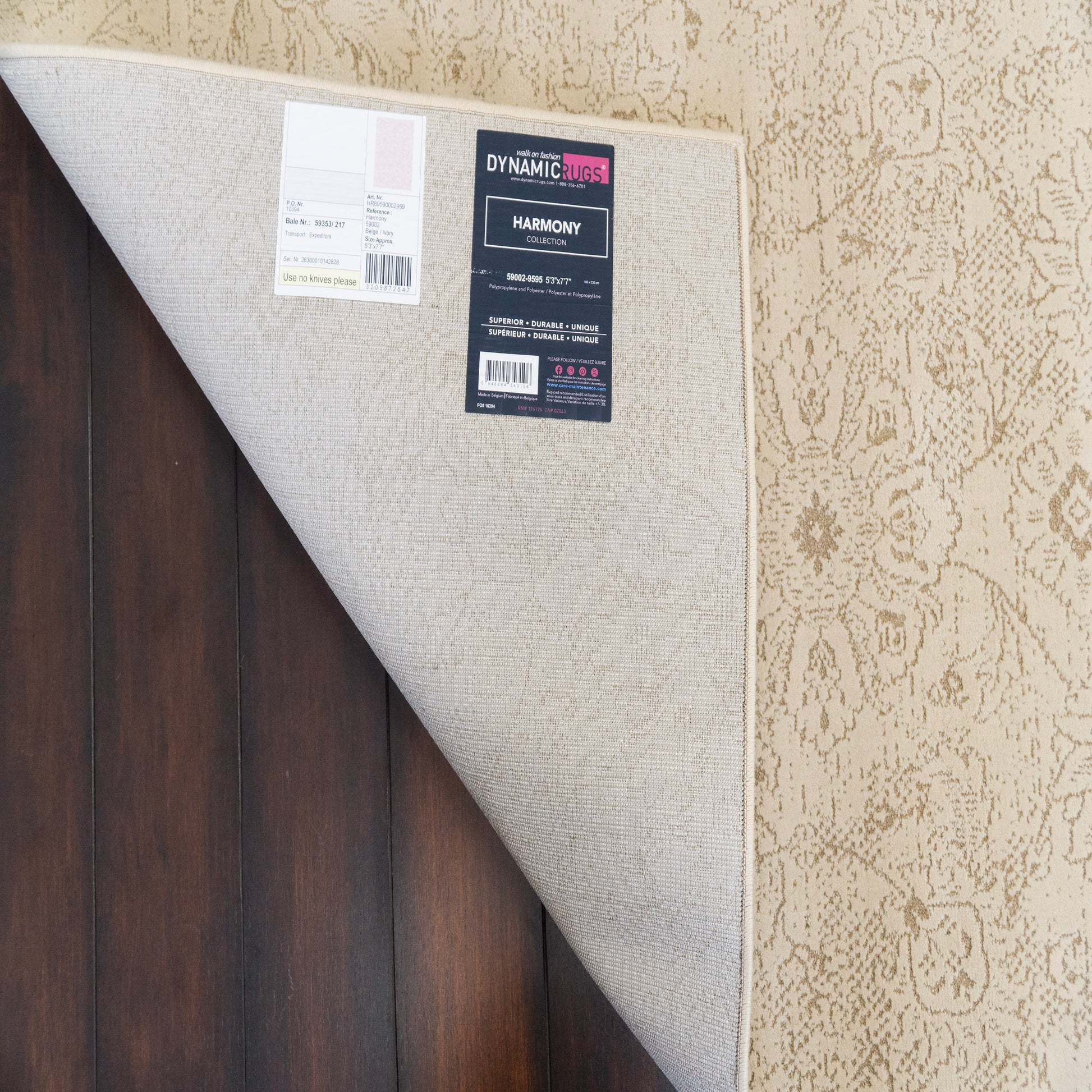 Harmony Contemporary Beige/Ivory Damask Medium Pile Rug