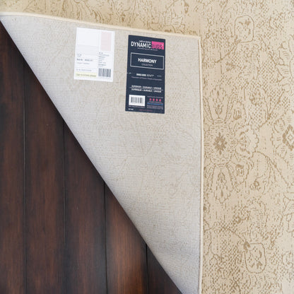 Harmony Contemporary Beige/Ivory Damask Medium Pile Rug