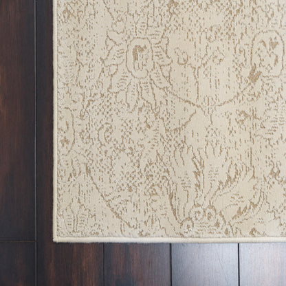 Harmony Contemporary Beige/Ivory Damask Medium Pile Rug