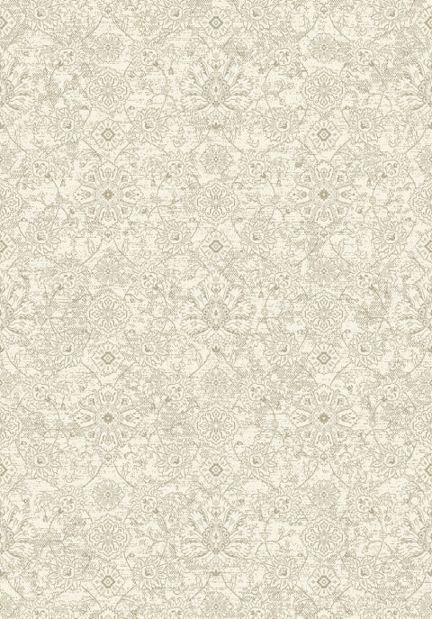 Harmony Contemporary Beige/Ivory Damask Medium Pile Rug