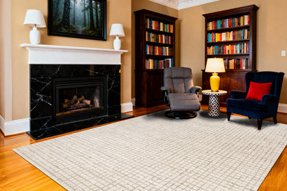 Harmony Contemporary Ivory/Beige Geometric Medium Pile Rug