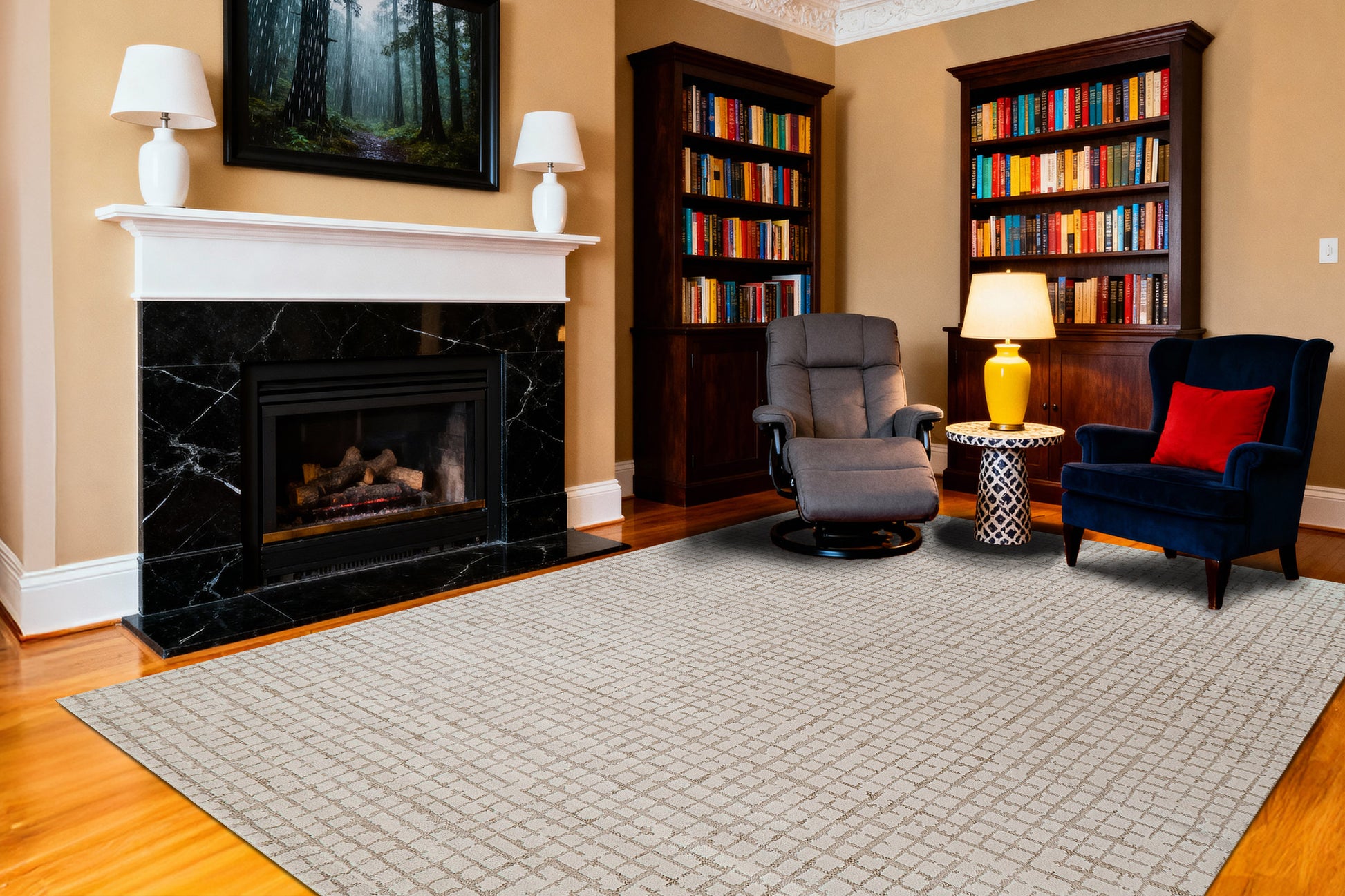 Harmony Contemporary Beige/Grey Geometric Medium Pile Rug