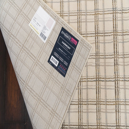 Harmony Contemporary Ivory/Beige Plaid Medium Pile Rug