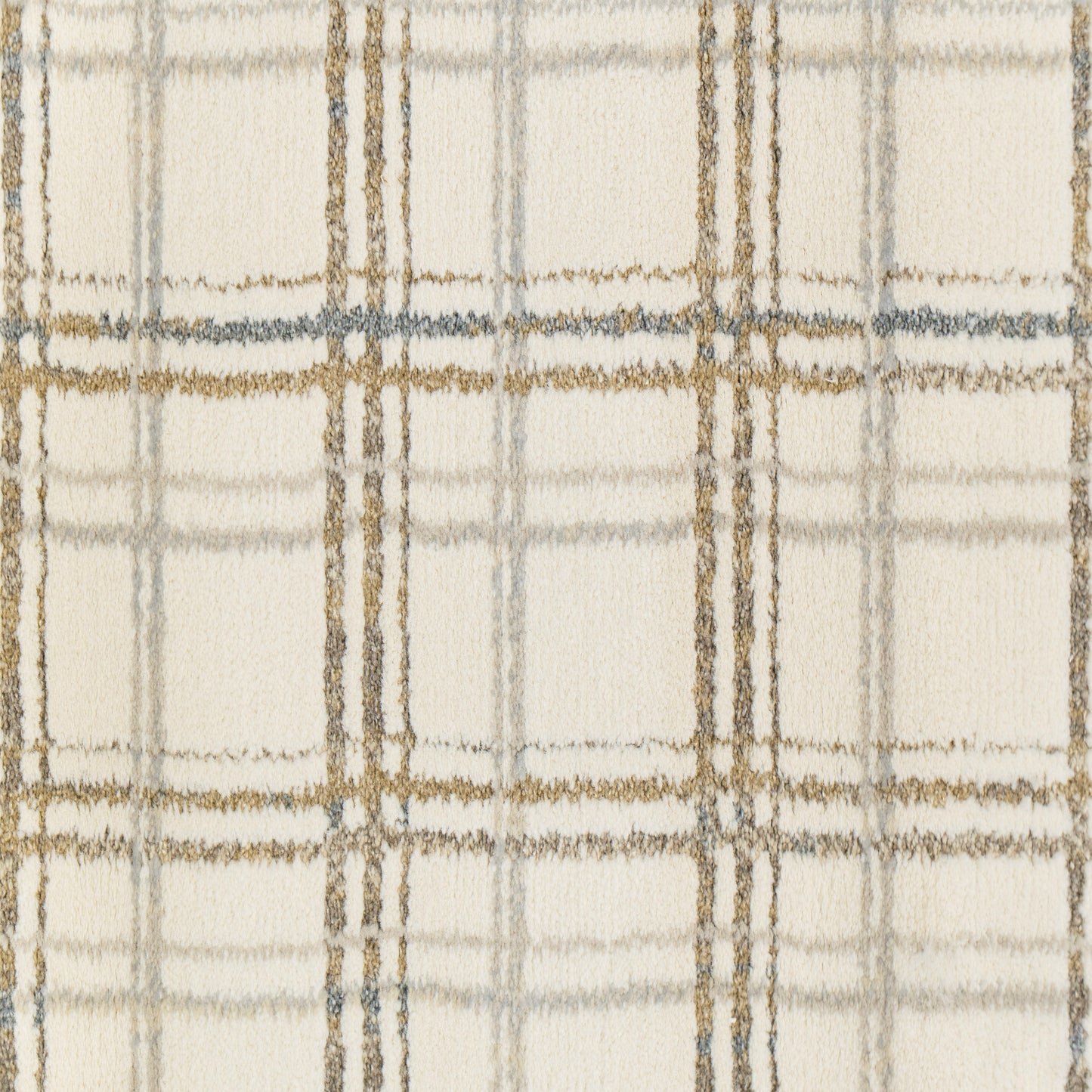 Harmony Contemporary Ivory/Beige Plaid Medium Pile Rug