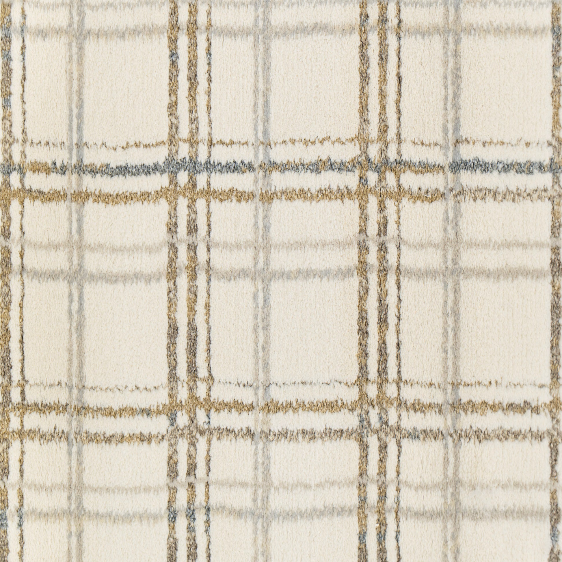 Harmony Contemporary Ivory/Beige Plaid Medium Pile Rug
