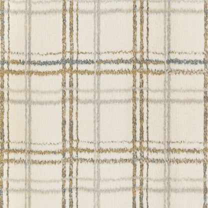 Harmony Contemporary Ivory/Beige Plaid Medium Pile Rug