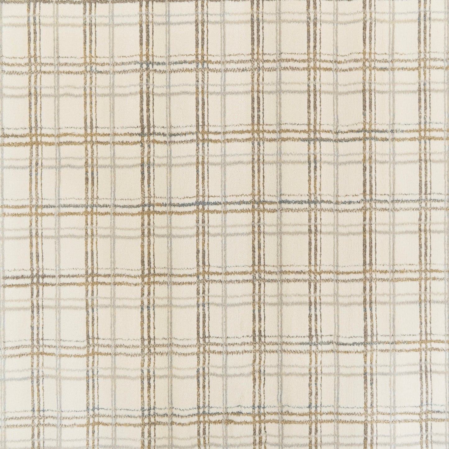 Harmony Contemporary Ivory/Beige Plaid Medium Pile Rug
