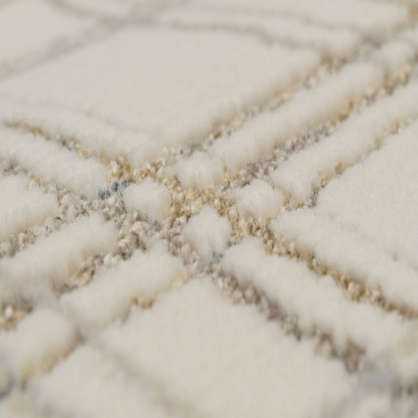 Harmony Contemporary Ivory/Beige Plaid Medium Pile Rug