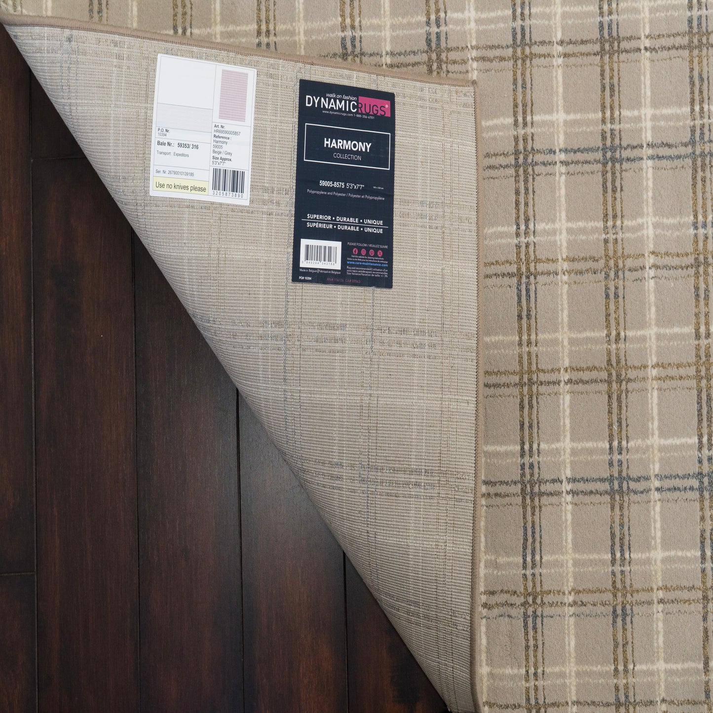 Harmony Contemporary Beige/Grey Plaid Medium Pile Rug