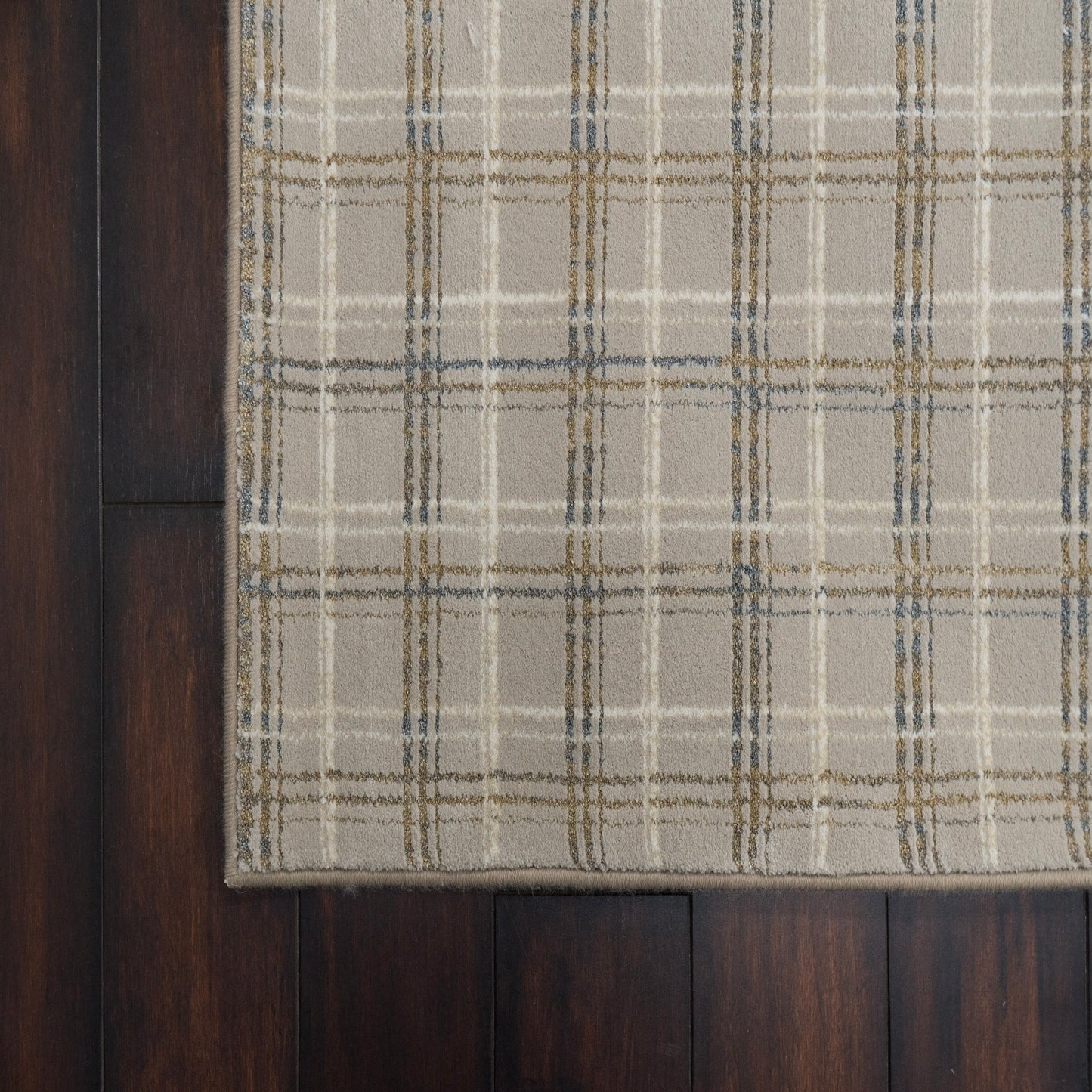Harmony Contemporary Beige/Grey Plaid Medium Pile Rug