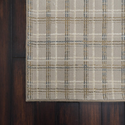Harmony Contemporary Beige/Grey Plaid Medium Pile Rug