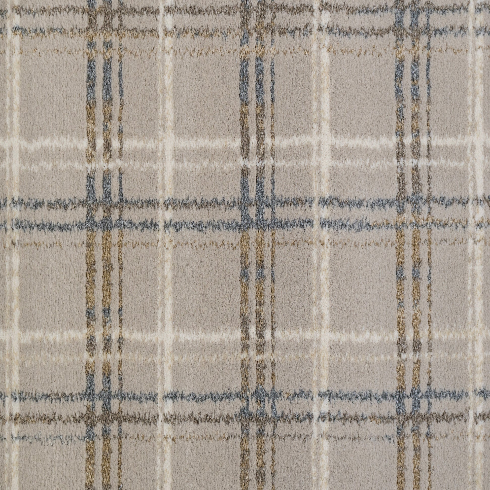 Harmony Contemporary Beige/Grey Plaid Medium Pile Rug