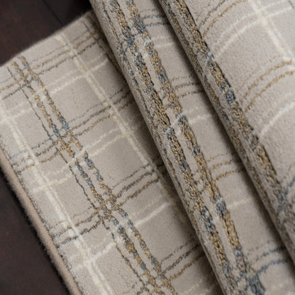 Harmony Contemporary Beige/Grey Plaid Medium Pile Rug