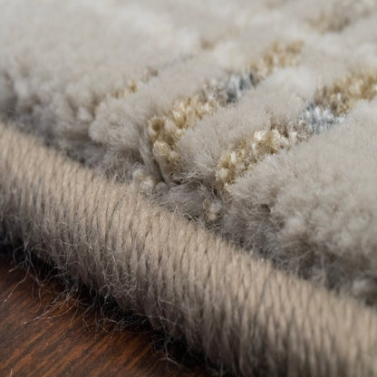 Harmony Contemporary Beige/Grey Plaid Medium Pile Rug