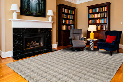 Harmony Contemporary Beige/Grey Plaid Medium Pile Rug