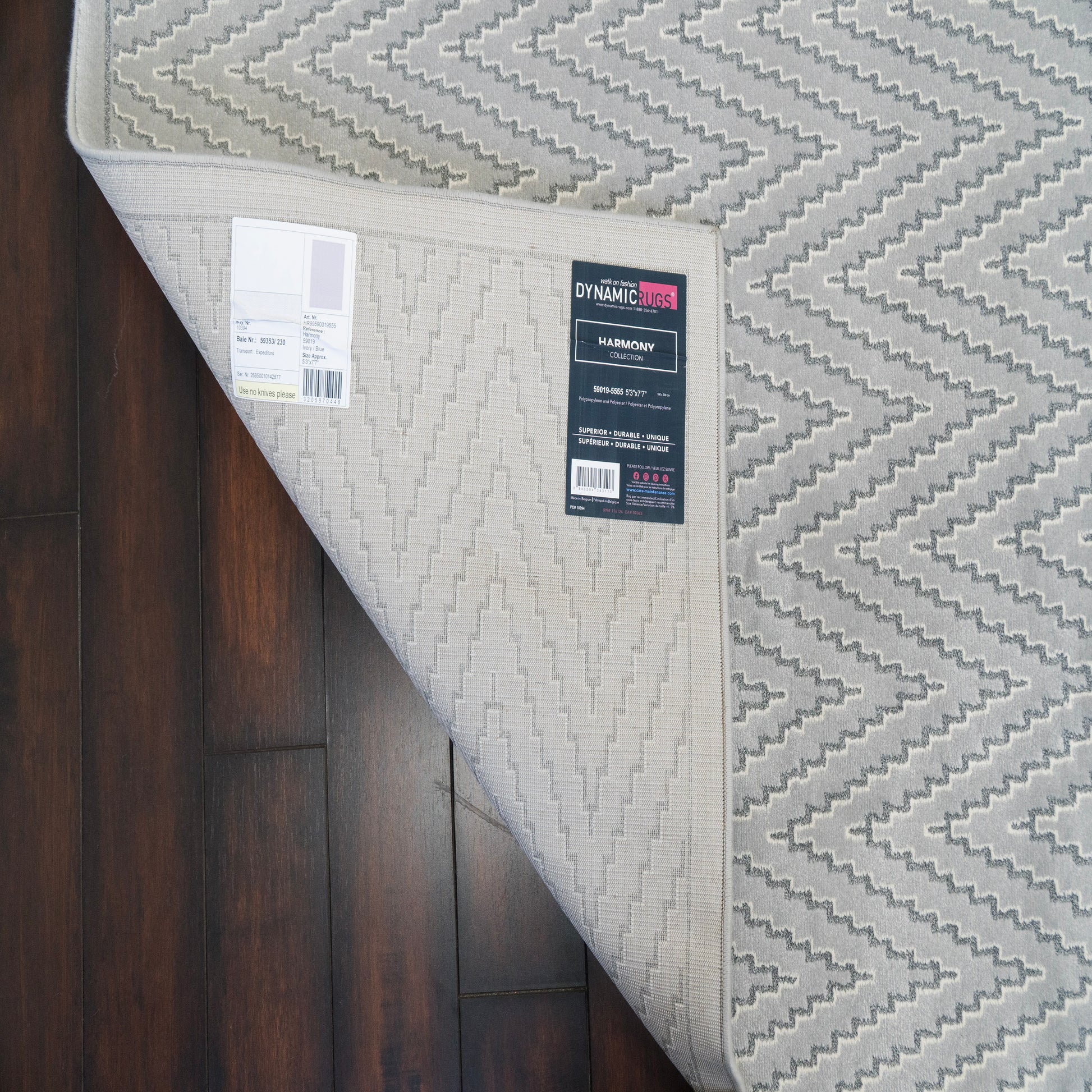 Harmony Contemporary Ivory/Blue Chevron Medium Pile Rug