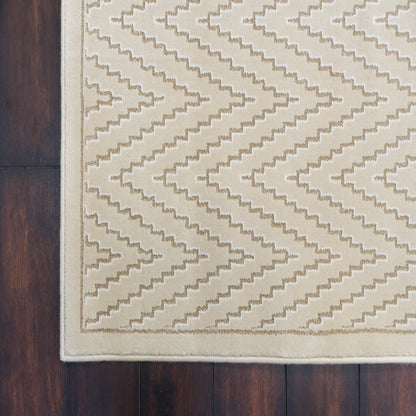 Harmony Contemporary Ivory/Grey Chevron Medium Pile Rug