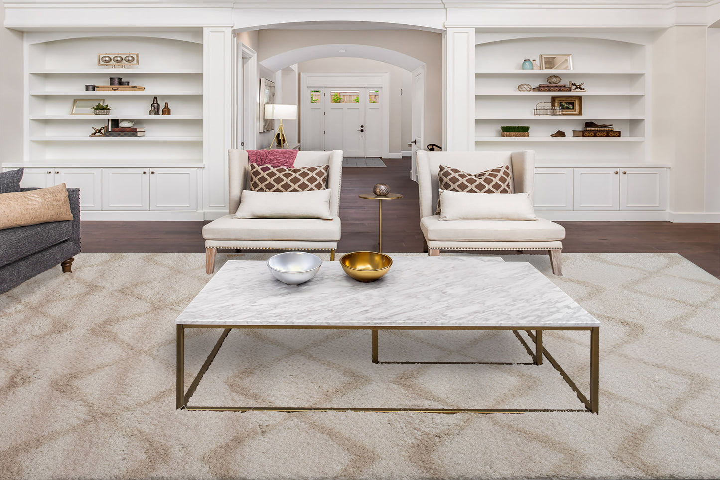 Haven Modern Ivory/Beige Geometric Shag Rug