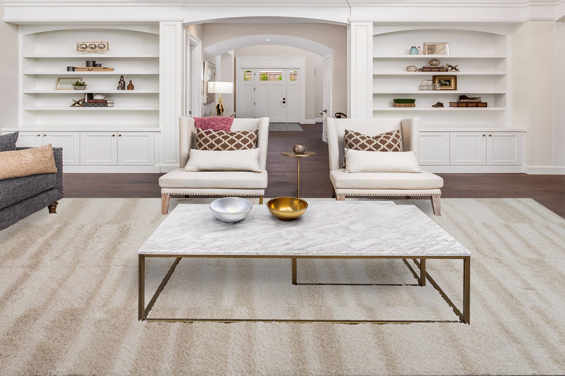 Haven Modern Ivory/Beige Geometric Shag Rug