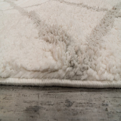 Haven Modern Ivory/Grey Geometric Shag Rug