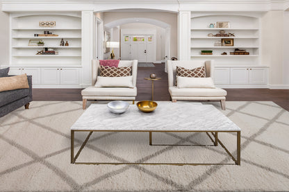 Haven Modern Ivory/Grey Geometric Shag Rug