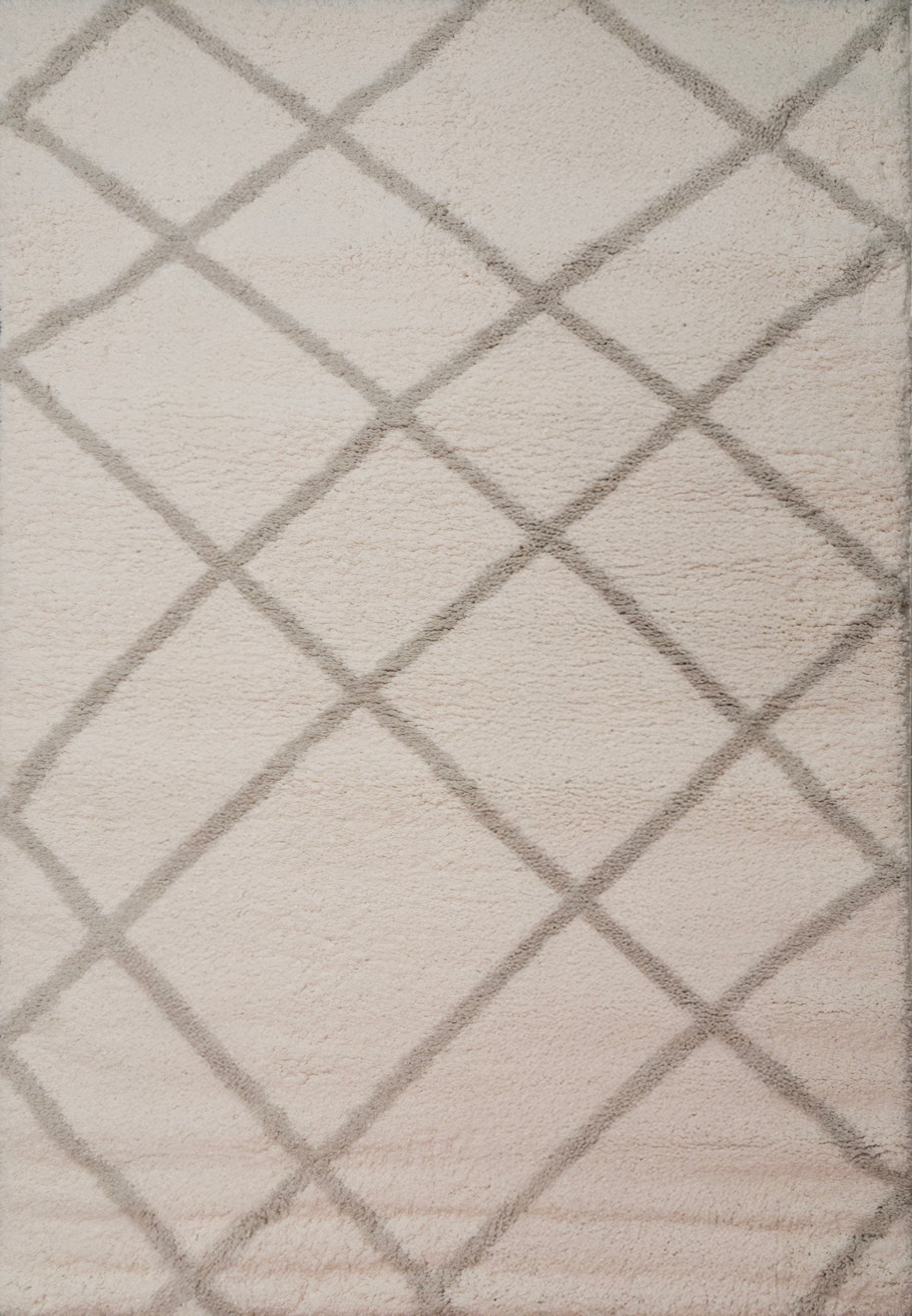 Haven Modern Ivory/Grey Geometric Shag Rug