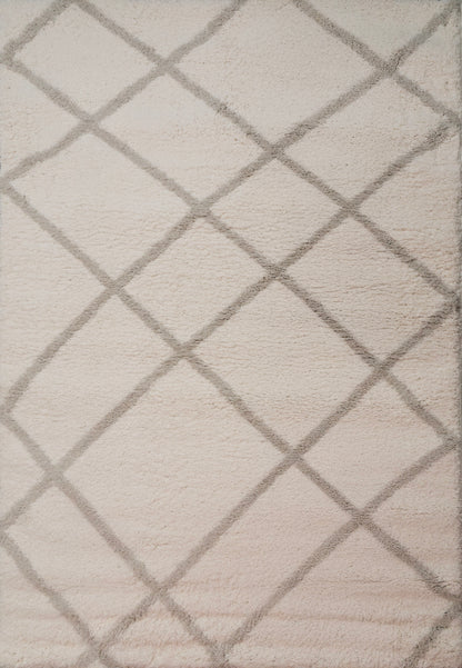 Haven Modern Ivory/Grey Geometric Shag Rug