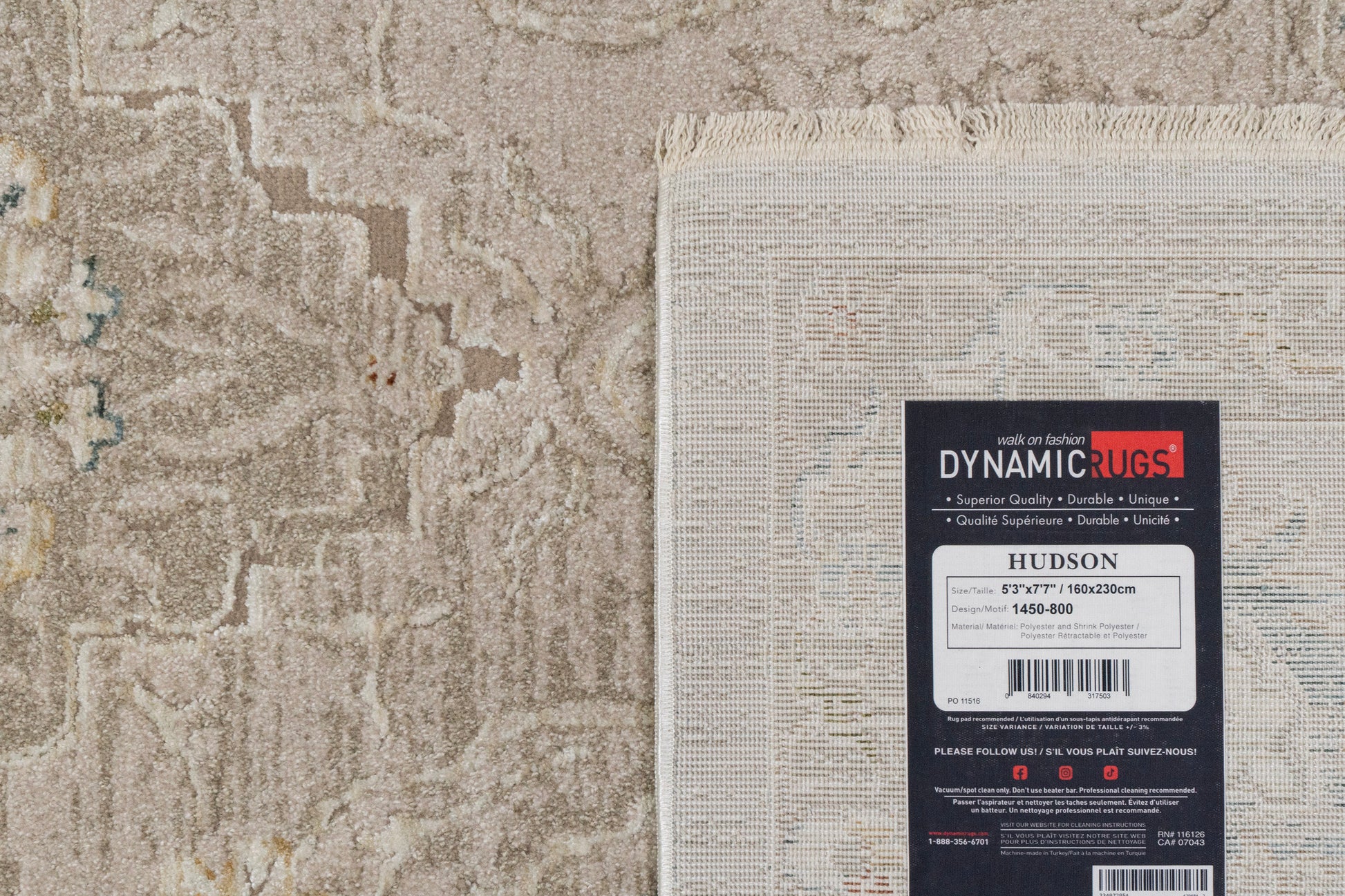 Hudson Traditional Beige Oriental High-Low Rug