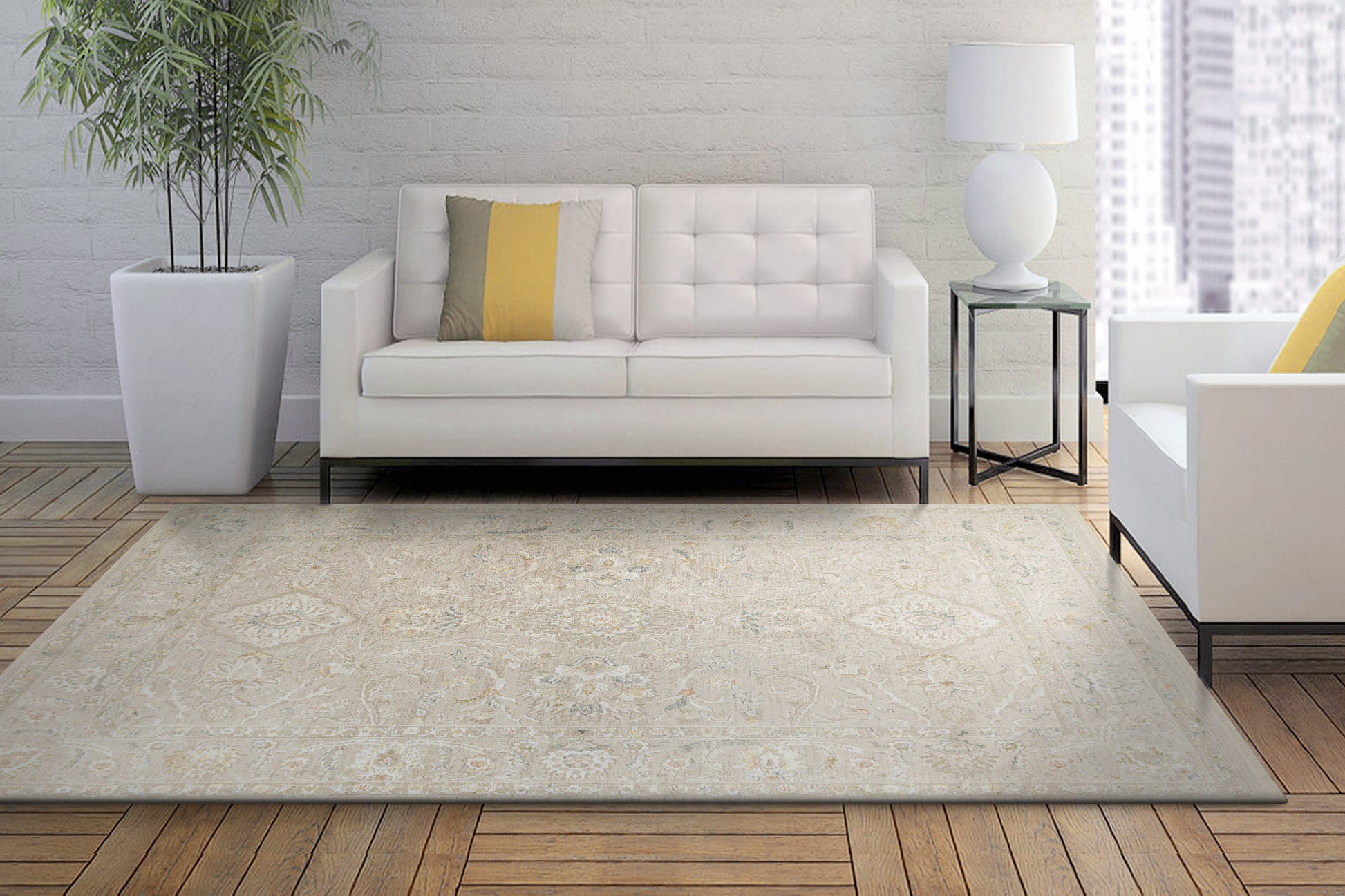 Hudson Traditional Beige Oriental High-Low Rug