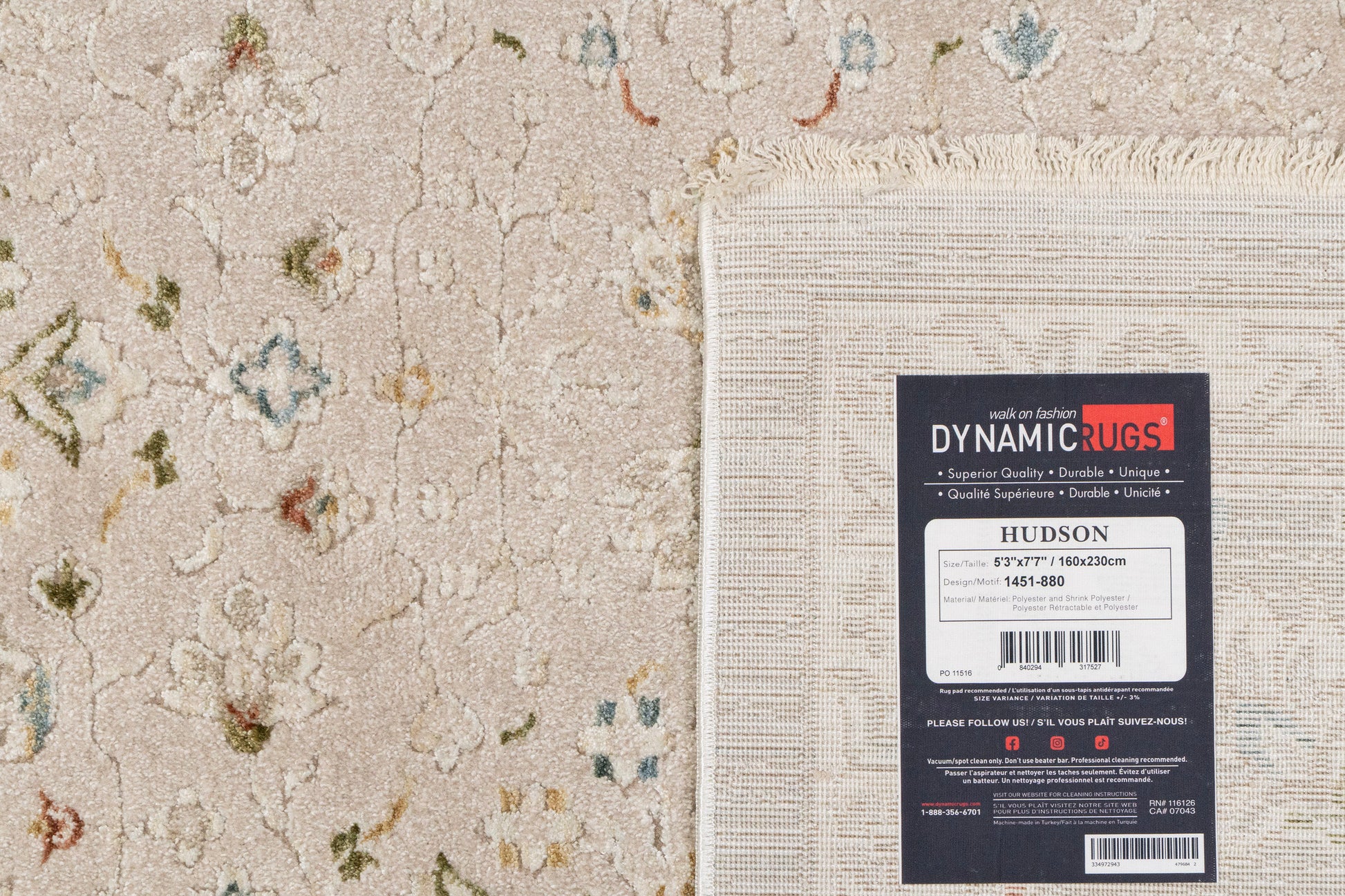 Hudson Traditional Beige/Dark Beige Oriental High-Low Rug