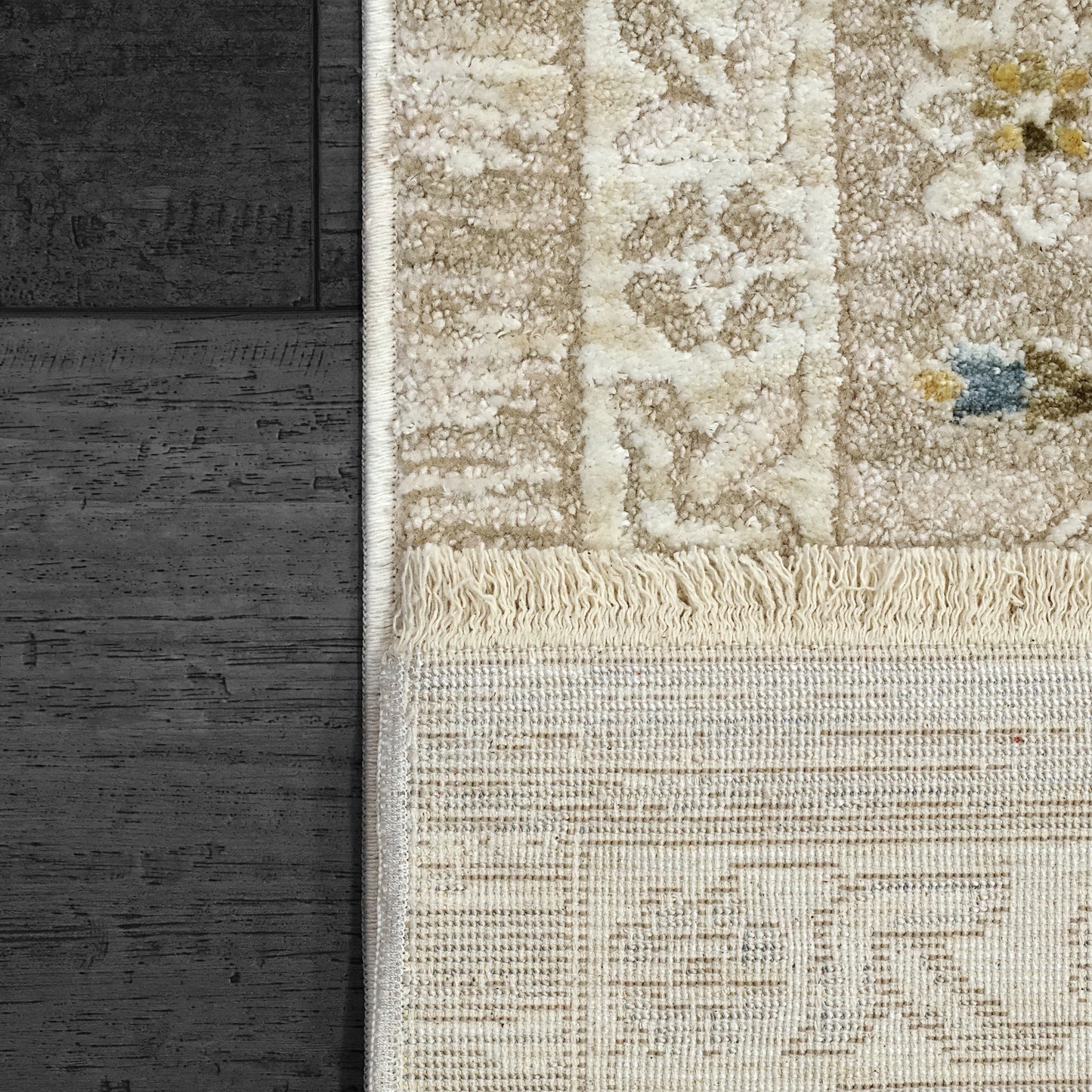 Hudson Traditional Beige/Dark Beige Oriental High-Low Rug